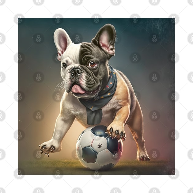 French Bulldog playing soccer by Gabriel Barba