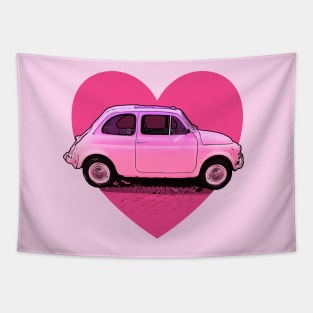 The Pink Fiat 500 Lover Tapestry