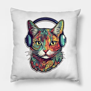 Smiling Cat with Headset Pillow