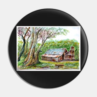 Wallace Hut near Falls Creek - Alpine National Park Victoria - Watercolour Pin