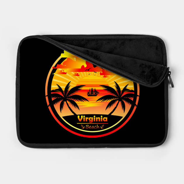 Discover Virginia Beach, Palm Trees Sunset Summer - Virginia Beach - Laptop Case