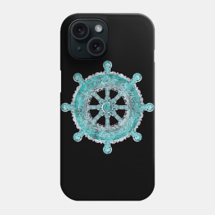 Dharma Wheel - Dharmachakra Silver and turquoise Phone Case