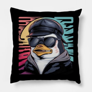 Sulky Penguin Japanese Art Print Pillow