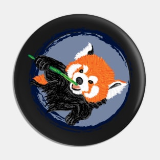 Artwork showing a Red Panda eating Bamboo II Pin