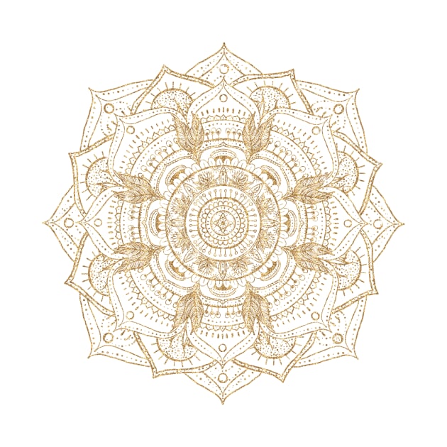 Elegant White & Gold Mandala Hand Drawn Design by NdesignTrend