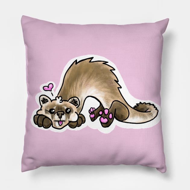 Cute Endangered Black-Footed ferret Pillow by Incendiarius