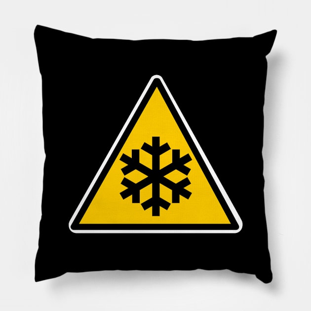 Ice Warning Sign Pillow by Mamon