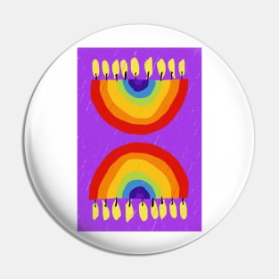 Rainbow Chanukiah Violet Print Pin