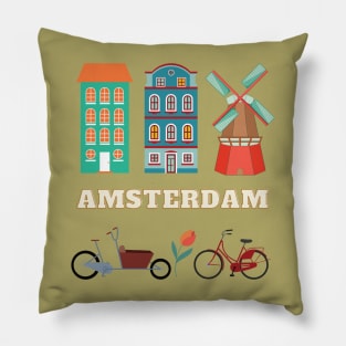 Amsterdam City Graphics Pillow