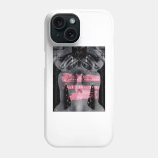 I have universes battling for me attention typography on double exposure of two headed woman Phone Case