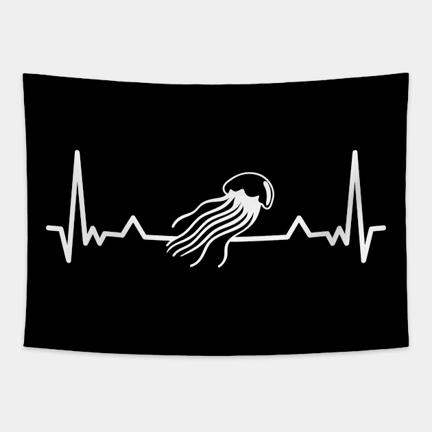 Jellyfish Heartbeat Jelly Fish Gift Tapestry by qwertydesigns