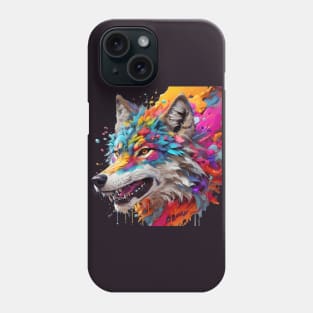 Colourful wolf head splash art Phone Case