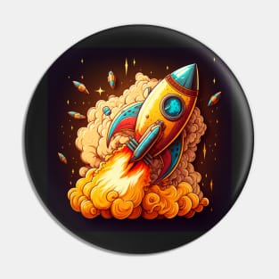 Space Rocket cartoon style Pin