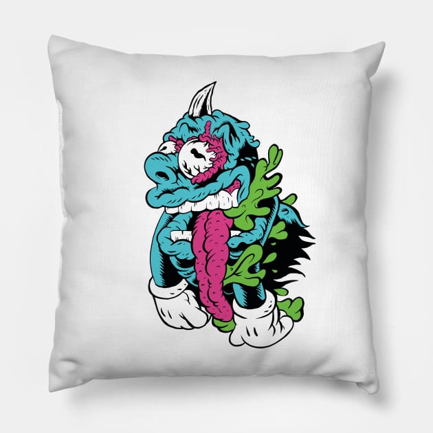 Blue Ghost Pillow by CherryMothCake