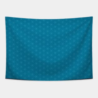 Aqua Blue Flower of life Sacred Geometry Tapestry