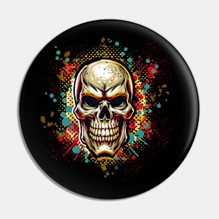 Skull Graffiti Style Comic Book Vector Illustration Pin