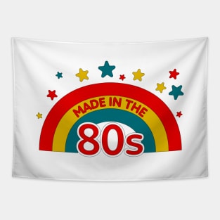 Made in the 80s with Retro Rainbow Colors Tapestry