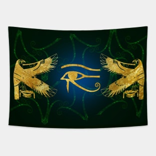 Eye of Horus Protected by Golden Falcons Tapestry