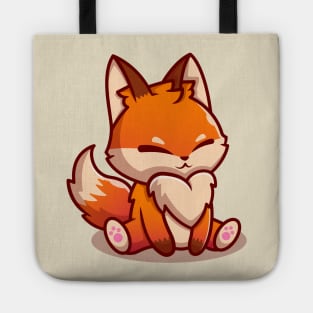 Cute Fox Sitting Cartoon Tote