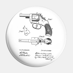 Revolving Firearm Vintage Patent Hand Drawing Pin