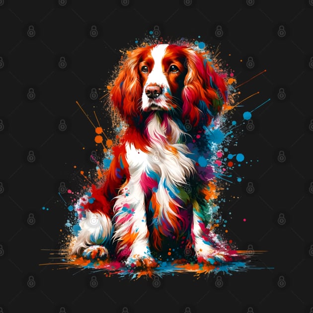 Welsh Springer Spaniel in Colorful Splash Art by ArtRUs