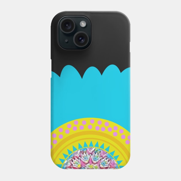 Retro Blue Teal Hue. A cute flower in a teal blue and yellow combo with a retro vibe. Phone Case by innerspectrum