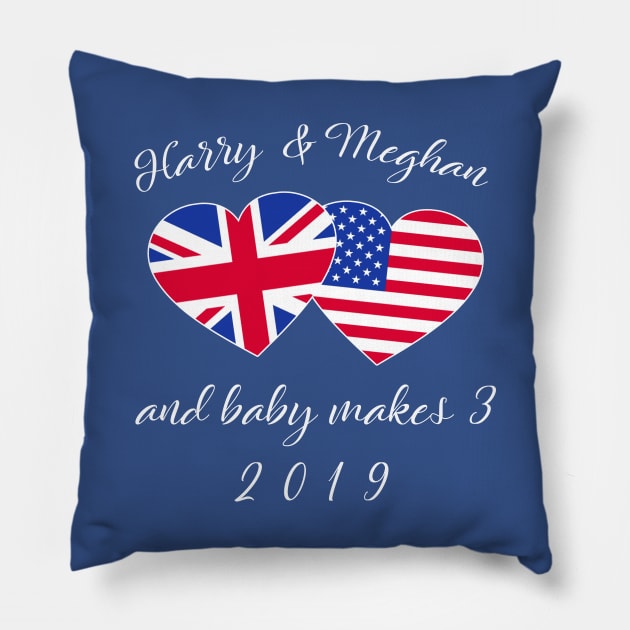 Harry and Meghan and Sussex Baby Makes 3 Pillow by Scarebaby