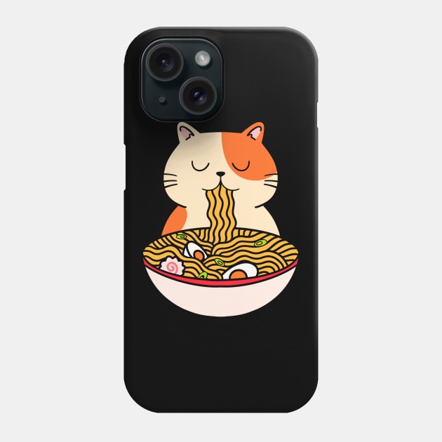 Cat Kawaii Eating Ramen Japanese Aesthetic Phone Case by Trippycollage