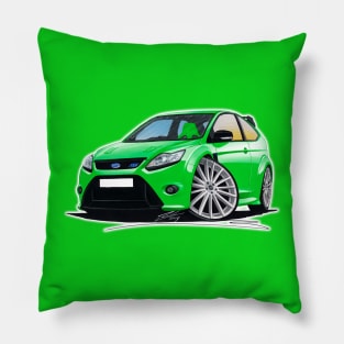 Ford Focus (Mk2) RS Green Caricature Car Art Pillow