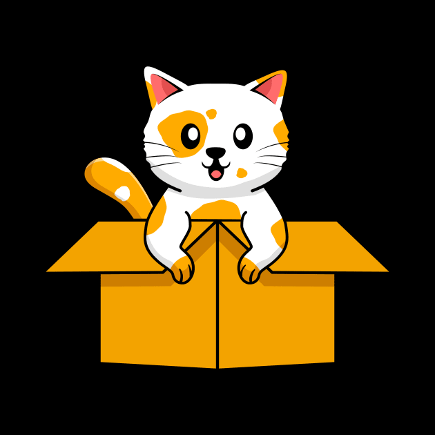 Cute Cat In A Cardboard Box Cat Lover Fun by Foxxy Merch
