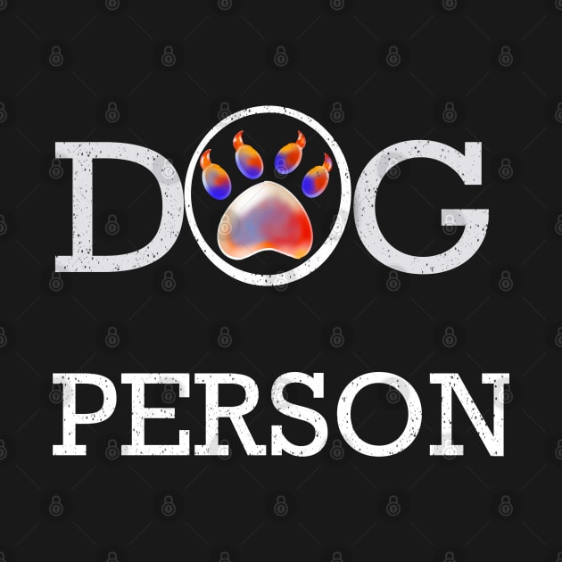 Distressed Dog person slogan with Cute Paw print pattern, psychedelic trippy colours colors by Artonmytee