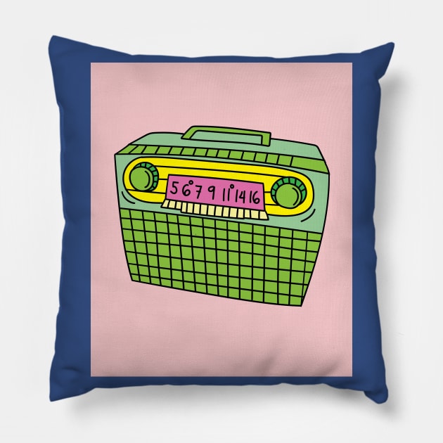 Old Colorful Stylish Retro Music Radios Pillow by flofin