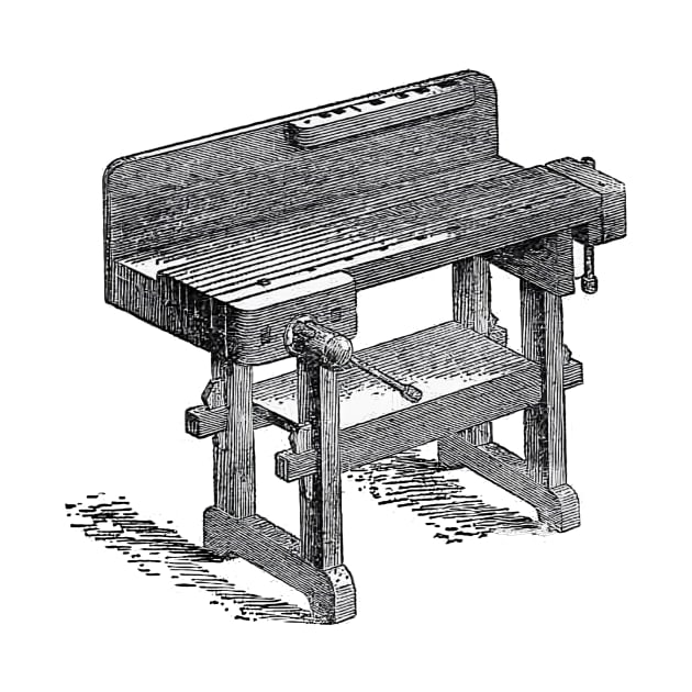 Woodworking bench - vintage book illustration from The children's library of work and play by Edwin W. Foster 1911 by One Eyed Cat Design