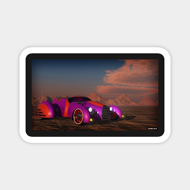 Grobo Car in a Desert Setting Magnet by kenmo