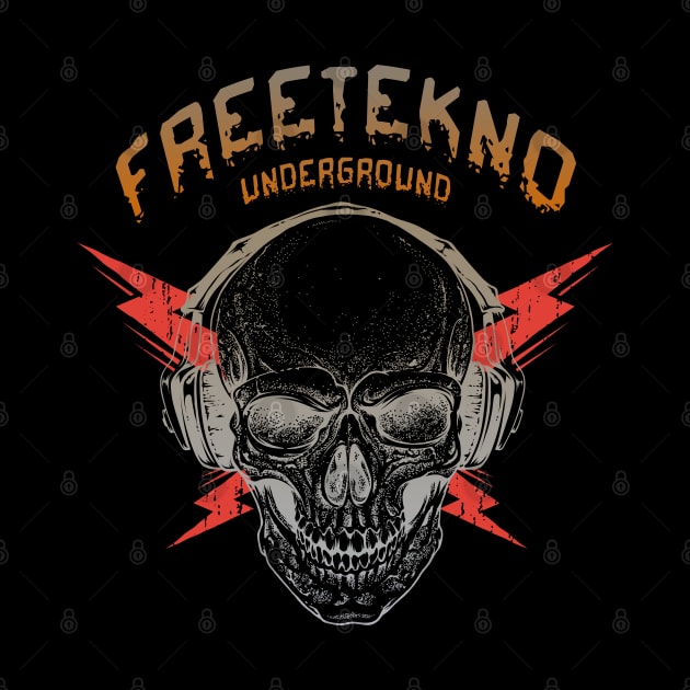 Underground FreeTekno Skull by T-Shirt Dealer