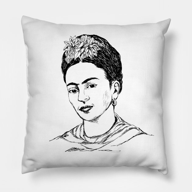 Frida Kahlo portrait Pillow by rachelsfinelines