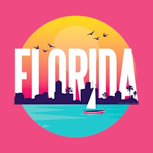 Beautiful FLORIDA with Skyline and Sailboat T-Shirt