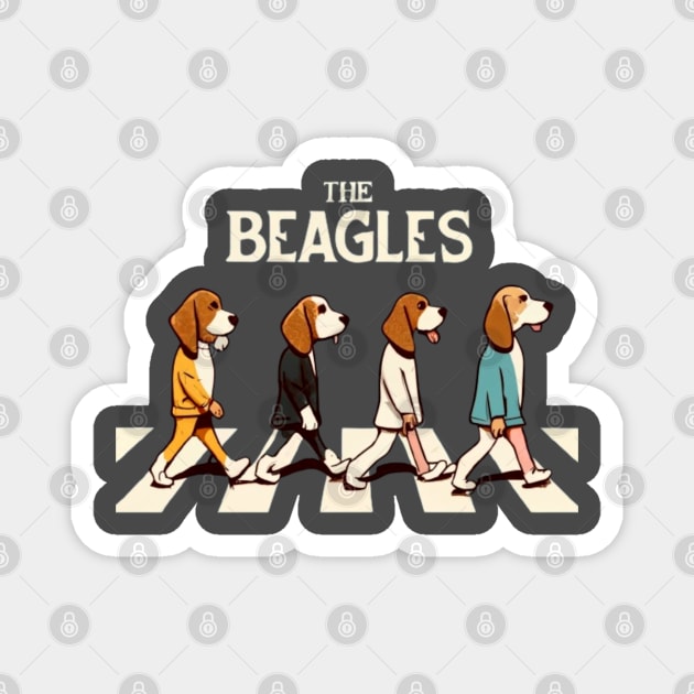 The beagles crossing street Magnet by LegnaArt