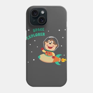 cute bear astronaut play with his rocket Phone Case