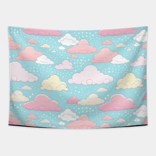 Dreamy Skies: Pastel Cloudscape Pattern Tapestry