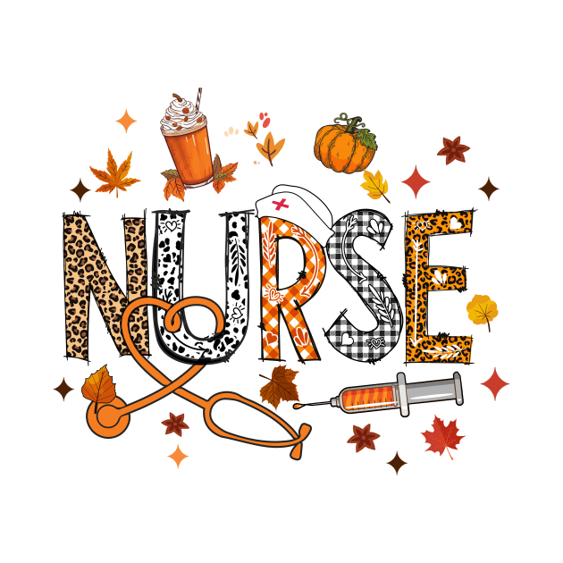 Retro Autumn Pumpkin Fall Nurse Life Thanksgiving Nurse by James Green