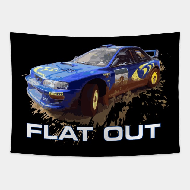 JDM Colin Mcrae Flat Out Boxer WRC STI GC8 22b Car 555 Impreza Tapestry by cowtown_cowboy