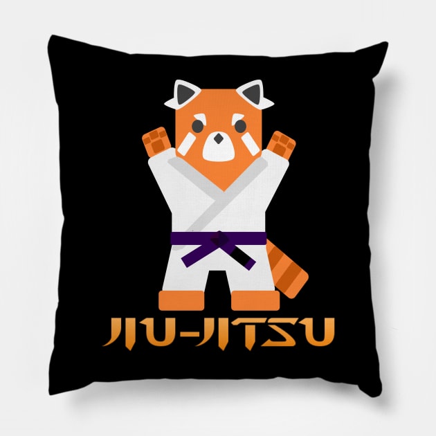 Jiu-Jitsu Red Panda -Purple Belt- Pillow by TheConcernedPanda