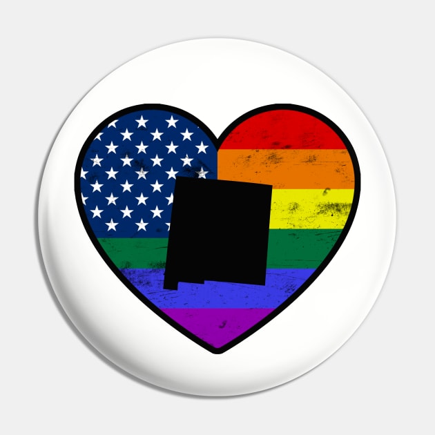 New Mexico United States Gay Pride Flag Heart Pin by TextTees