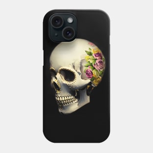 Black and White Rose Sugar Skull Phone Case