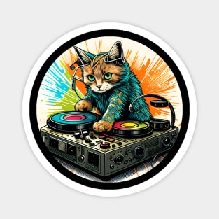 DJ Cat With Headphones - Cat DJ Club Magnet