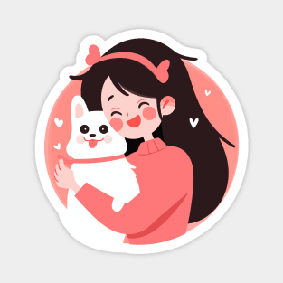 Just a Girl and her white dog Magnet