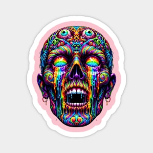 trippy zombie head melting Magnet