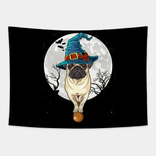 Halloween Pug Witch Funny Pugs Lover Gift Tapestry