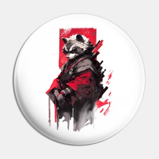 Raccoon samurai warrior Pin